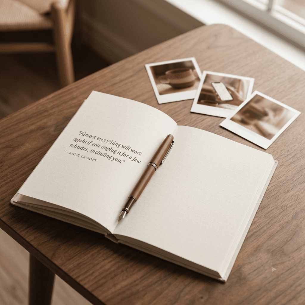 Wovena journal screen with a reflective writing prompt